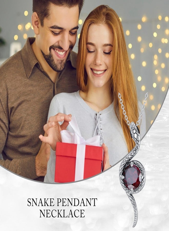 LONAGO Snake Necklace with Garnet Birthstone Snake Pendant Necklace Jewelry Gift for Women (January - Garnet) - Image 5