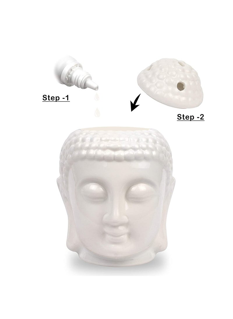 PeepalComm Peepalcomm Combo Premium White Ceremic Buddha Oil Diffuser with Pack of 1 TLight Candles of 10 Pc for Home Decoe Fragrance Best for Diwali Gift  - Image 3