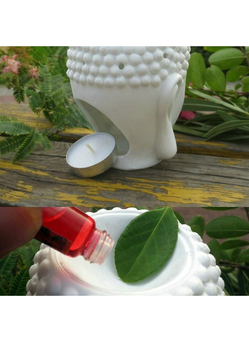 PeepalComm Peepalcomm Combo Premium White Ceremic Buddha Oil Diffuser with Pack of 1 TLight Candles of 10 Pc for Home Decoe Fragrance Best for Diwali Gift  - Image 4