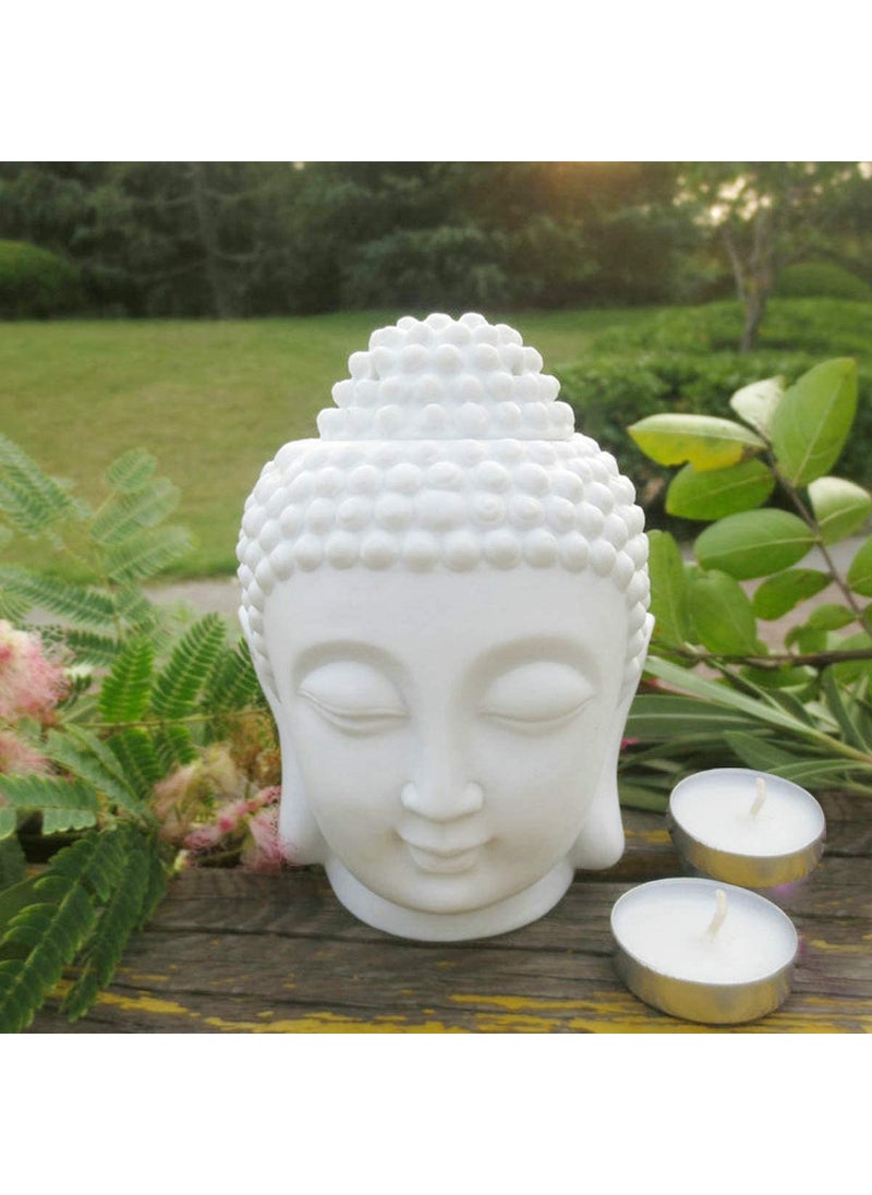 PeepalComm Peepalcomm Combo Premium White Ceremic Buddha Oil Diffuser with Pack of 1 TLight Candles of 10 Pc for Home Decoe Fragrance Best for Diwali Gift  - Image 1