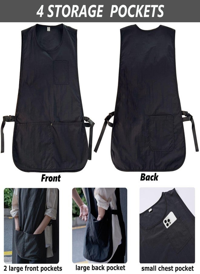XDONEF Barber Apron Smock Waterproof Hair Stylist Apron Vest with 4 Pockets Hairdresser Jacket Barber Vest for Women Men Sleeveless (Black) - Image 4