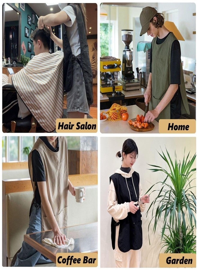 XDONEF Barber Apron Smock Waterproof Hair Stylist Apron Vest with 4 Pockets Hairdresser Jacket Barber Vest for Women Men Sleeveless (Black) - Image 5