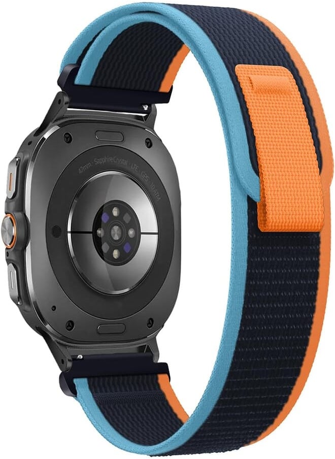 Generic Trail Loop Strap Compatible with Samsung Galaxy Watch 7 Ultra 47mm Nylon Sport No Band Gaps for Samsung Galaxy Watch 7 Ultra 47 47mm Strap (Blue & Orange) 