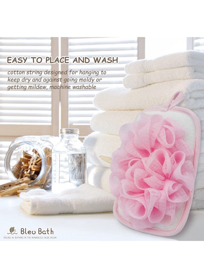 Bleu Bath (2 Pack) Exfoliating Bath Sponge Body Loofah Mitt Pad Shower Pouf Elastic Hand Strap Mesh Sponge Shower Scrubber - Image 2