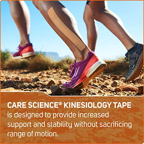 Care Science Waterproof Kinesiology Tape, Precut Water Resistant Strips, Elastic Athletic Tape for Sports & Weightlifting, Supports Muscles & Joints, Muscle Strain Relief, Tan, 2 Rolls, 40 Count - Image 4