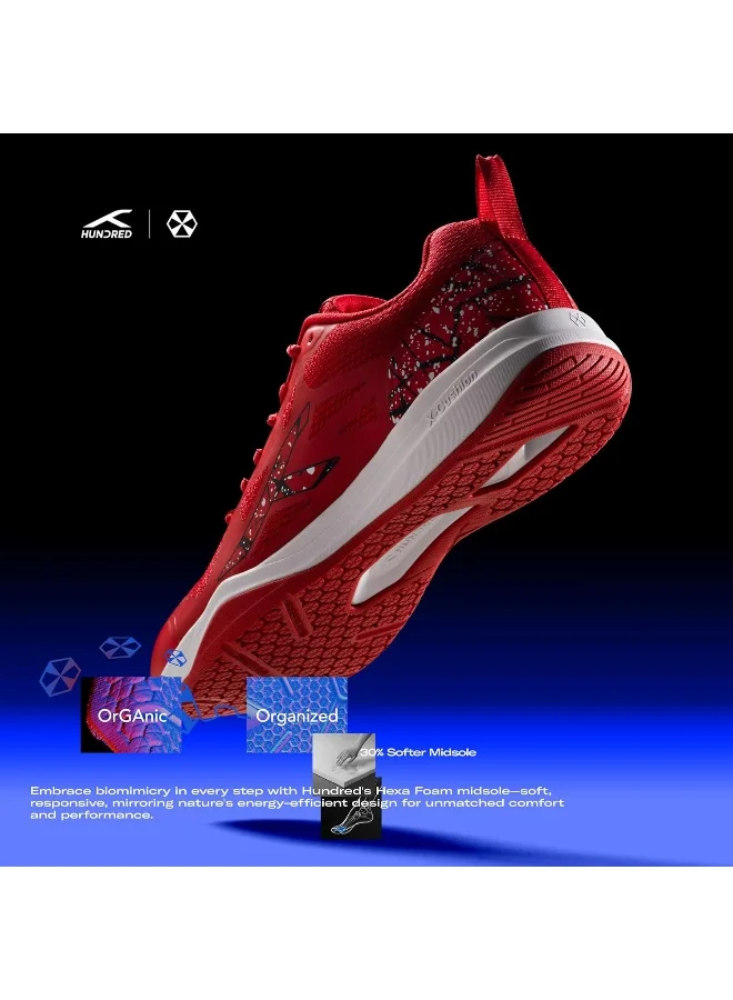 HUNDRED Blade Unisex-Adult Badminton Shoes (Non Marking) | Lightweight & Durable (Red/Black, 11Uk)