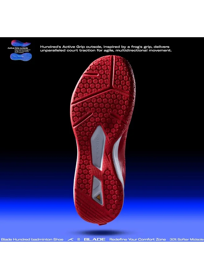 HUNDRED Blade Unisex-Adult Badminton Shoes (Non Marking) | Lightweight & Durable (Red/Black, 11Uk)