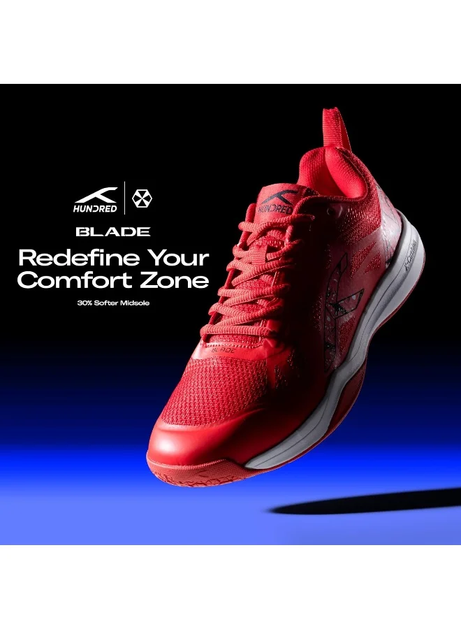HUNDRED Blade Unisex-Adult Badminton Shoes (Non Marking) | Lightweight & Durable (Red/Black, 11Uk)