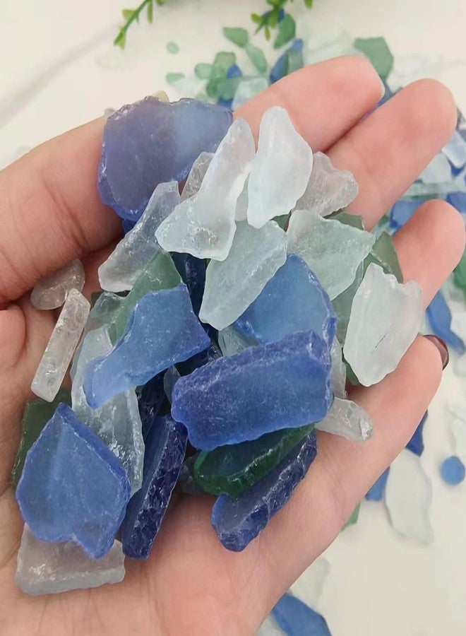 دلفينش قطع زجاج البحر للأعمال اليدوية وتزيين المنزل، وملء المزهريات، زجاج مسطح مصنفر باللون الأزرق والأبيض والأخضر (12 أونصة) - Image 2