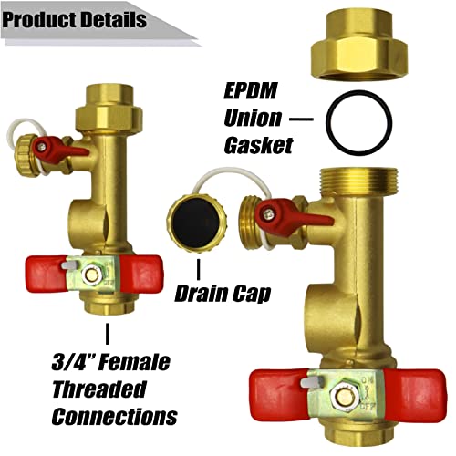 Iococee 3/4 Inch IPS Isolator Tankless Water Heater Service Valve Kit with Pressure Relief Valve, Clean Brass, 3/4 Inch Service Installation Valve for rheem,rinai,ecosmart,navien,noritz,takagi,bosch - Image 5