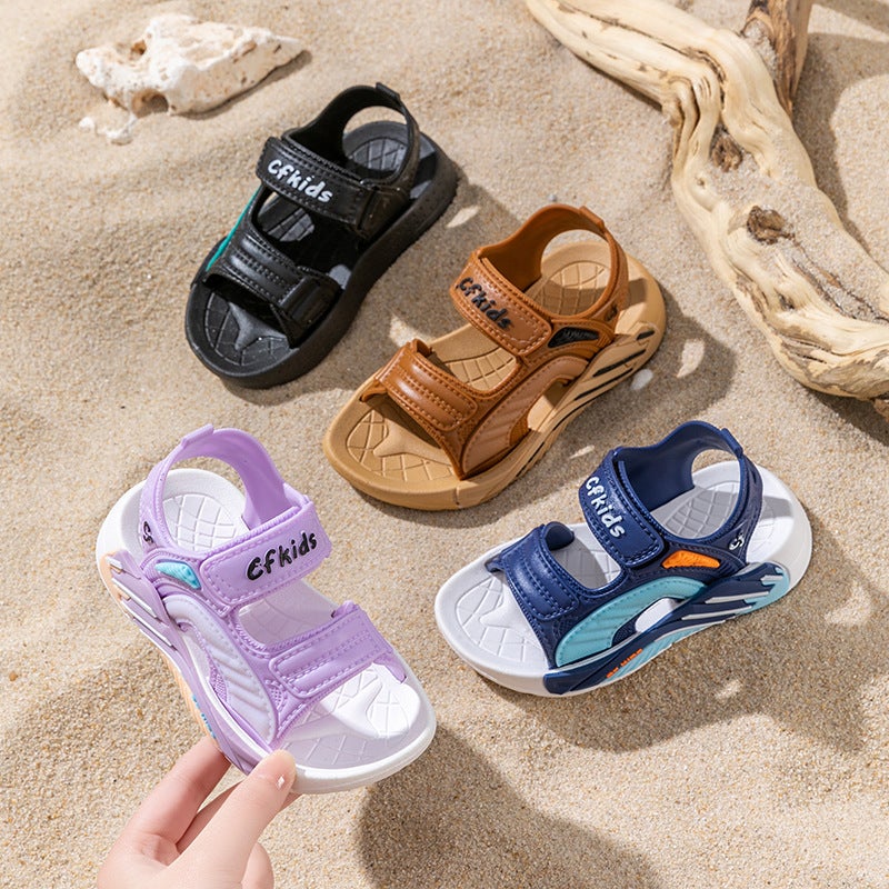 Children'S Sandals Summer Anti-Slip Soft Sole Girls' Velcro Shoes For Middle And Large Children Baby Beach Sandals - Image 2