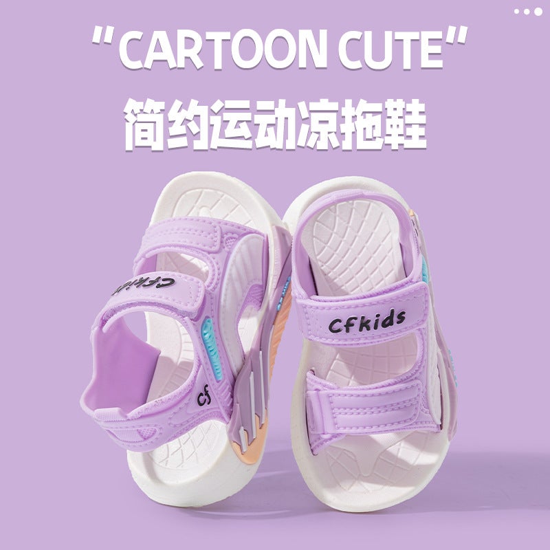 Children'S Sandals Summer Anti-Slip Soft Sole Girls' Velcro Shoes For Middle And Large Children Baby Beach Sandals - Image 4