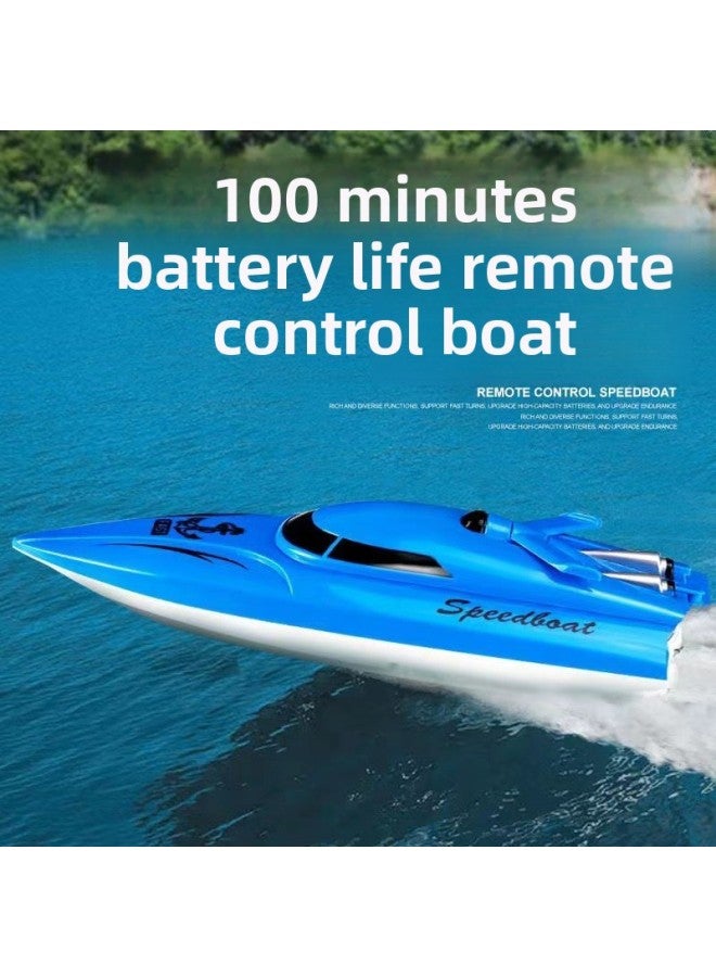 2.4g Wireless Long-distance Long-range Electric Remote Control Boat Speedboat Water Children's Toys Wholesale-Color:Remote Control Speedboat-Ocean Blue-Specifications:Double Power (60-80 Minutes)  - Image 2
