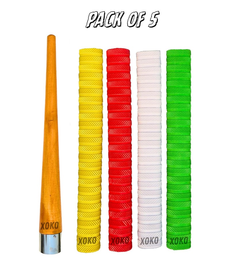 xoko Set of 4 Cricket Bat Grip + 1 Wooden Gripper (Cone) - Image 2