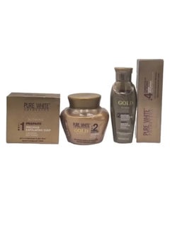 Pure White Cosmetics Gold Glowing Skin Care Collection 4 Pieces 