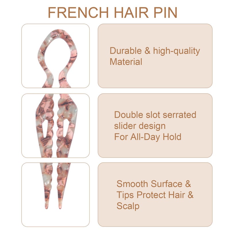 Lourny 3PCS French Hair Pins for Women, 4.1 Inch Prestige Hair Pin with Serrated Anti-Slip Design Suitable Hair Clips for Thin Thick Hair - Image 4