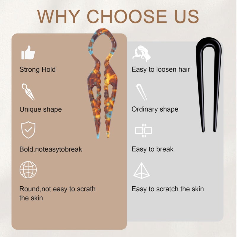 Lourny 3PCS French Hair Pins for Women, 4.1 Inch Prestige Hair Pin with Serrated Anti-Slip Design Suitable Hair Clips for Thin Thick Hair - Image 3