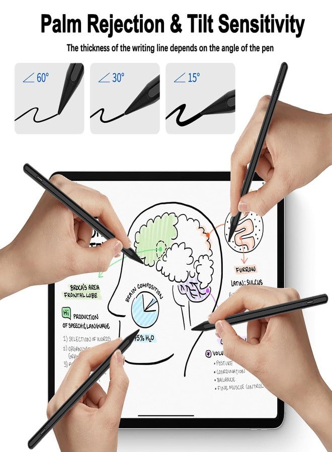 SuitMeeUp Stylus Pen for iPad 2025-2018 Active Pen 11th & 10th Gen Fast Chagring Stylus Pencil with Palm Rejection for iPad 11th/A16/10/9/8/7/6th,Pro 12.9/11/13 inch M4,Air M2/M3/5/4/3,Mini A16/5th/6th - Image 2