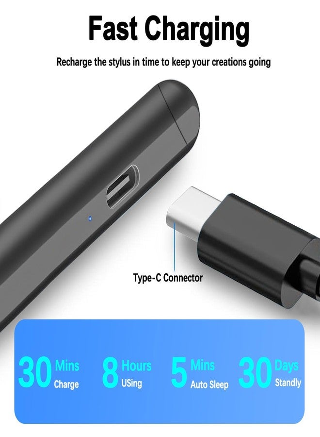 SuitMeeUp Stylus Pen for iPad 2025-2018 Active Pen 11th & 10th Gen Fast Chagring Stylus Pencil with Palm Rejection for iPad 11th/A16/10/9/8/7/6th,Pro 12.9/11/13 inch M4,Air M2/M3/5/4/3,Mini A16/5th/6th - Image 5