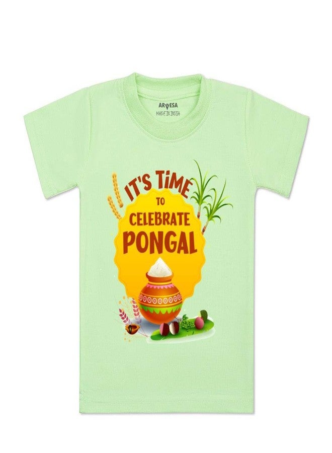 ARVESA Time to Celebrate Pongal TS-614 Pongal Baby Tshirt for Kids Boys & Girls Half Sleeves Round Neck Clothes Tshirt for Kids Boys 1 Months to 6 Years Dress - Image 1