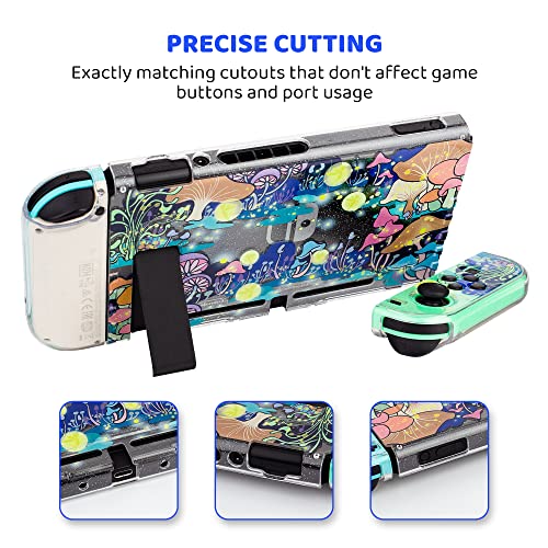 RHOTALL Cute Mushroom Clear Hard Case Compatible with Nintendo Switch, Glitter Protective Cover Accessories for Switch Console and Controller with Anti-Scratch Design - Glowworm - Image 4