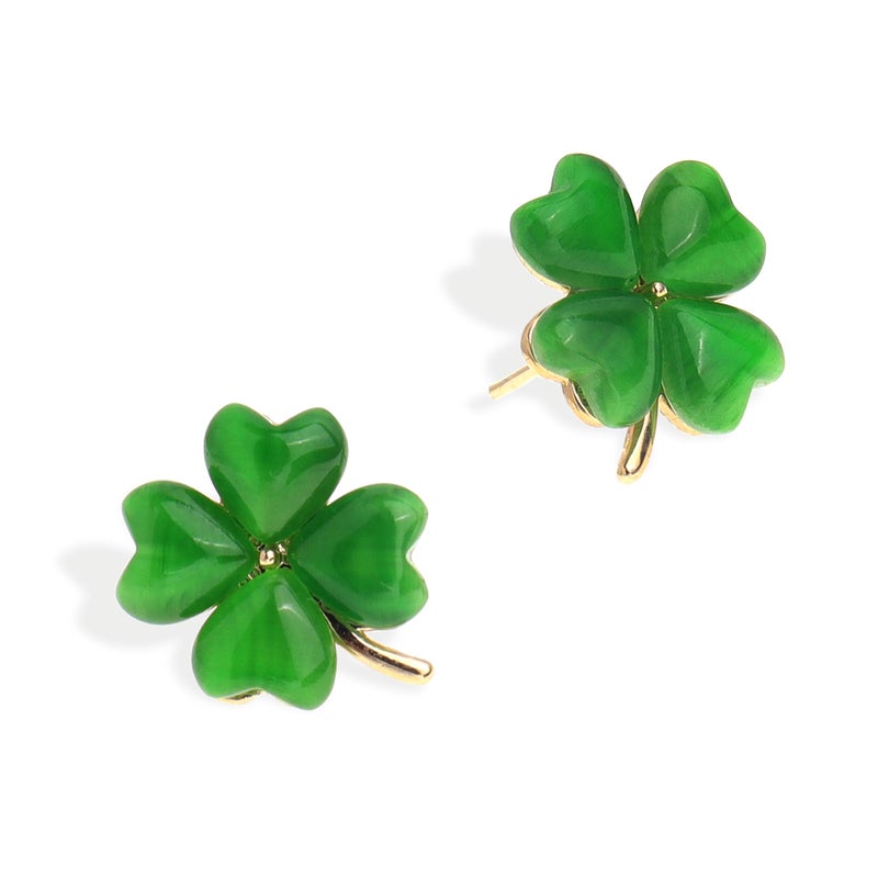 Jean Beau JeanBeau St Patricks Day Earrings for Women Lucky Green Irish Leaf Clover Stud Small Cute Crystal Shamrock Leaves Cartilage Holiday Accessories Outfit Shirt Jewelry Gift - Image 1