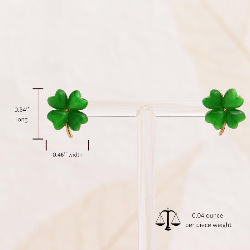 Jean Beau JeanBeau St Patricks Day Earrings for Women Lucky Green Irish Leaf Clover Stud Small Cute Crystal Shamrock Leaves Cartilage Holiday Accessories Outfit Shirt Jewelry Gift - Image 4