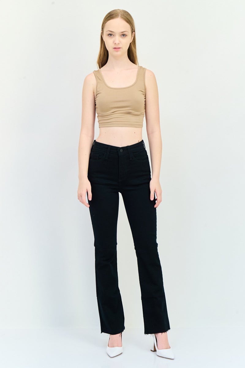 Universal Thread Women Bootcut Fit Solid Stretchable Long Jeans, Black - Image 4