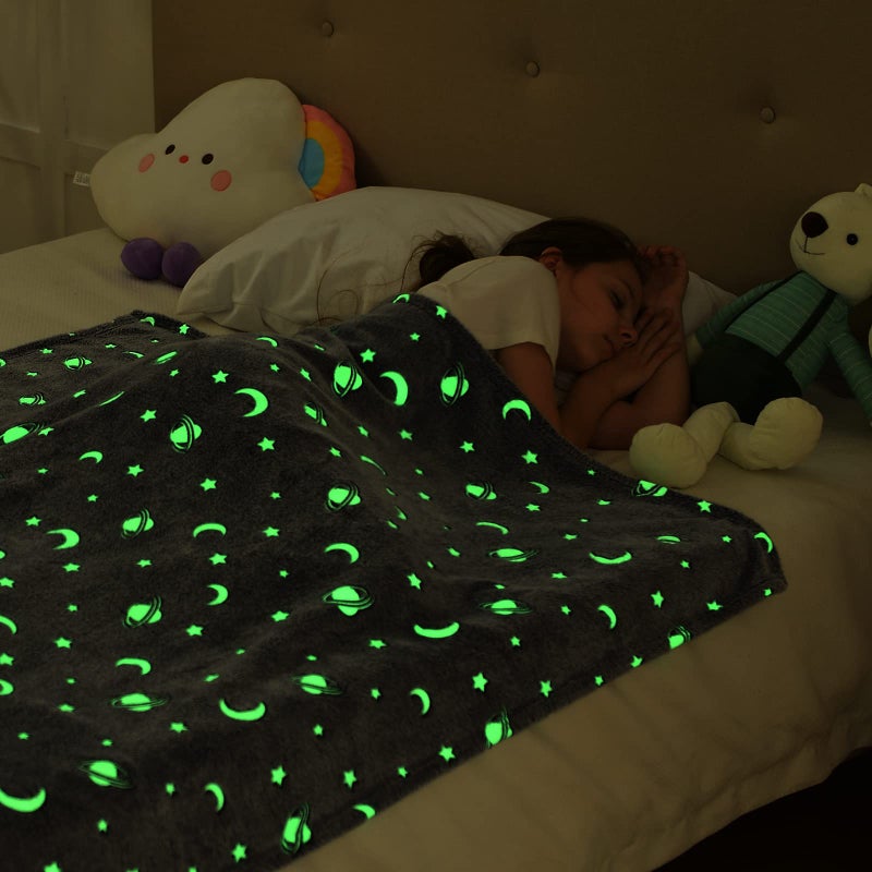 SOCHOW Glow in The Dark Throw Blanket 50 x 60 Inches  Galaxy Stars Pattern Soft Cozy Flannel Fleece Blanket for Sons Daughters  All Seasons Grey Presents Blanket for Preteens Teens - Image 4