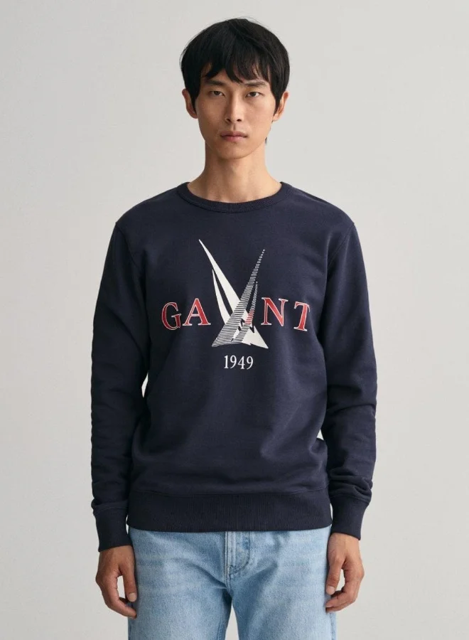 غانت Gant Sail Print Crew Neck Sweatshirt