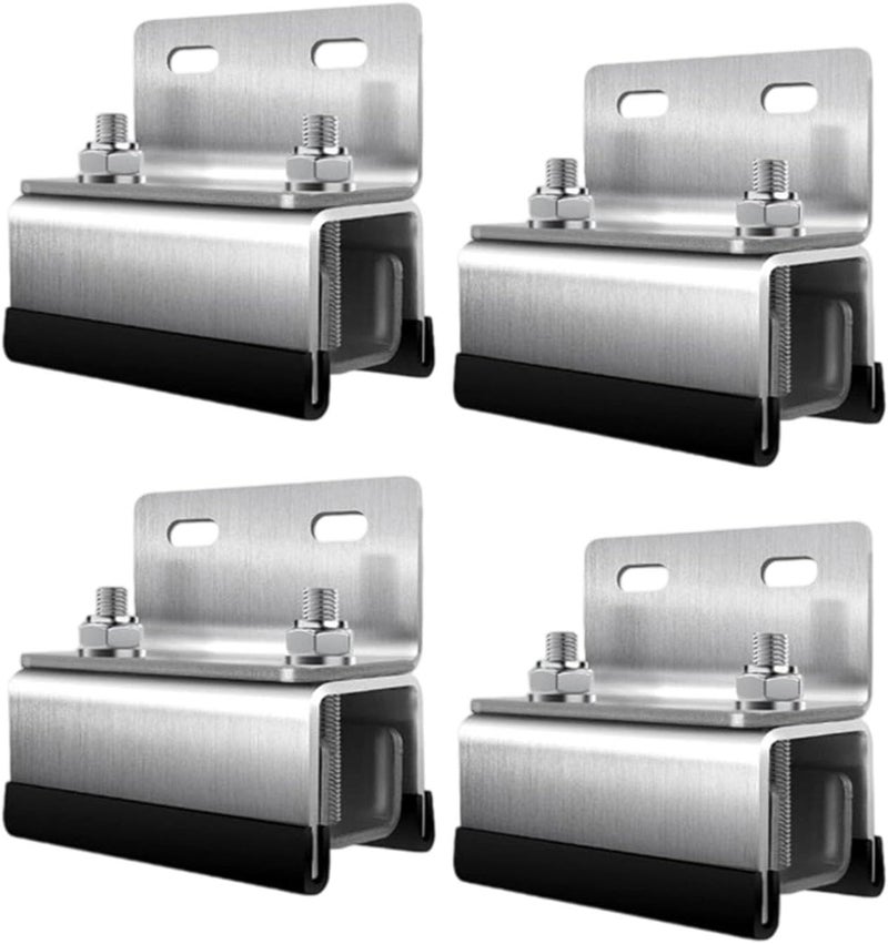 4pcs Steel Solar Mounting Clamps Brackets Yachts Roof Rack Stabilizers Weatherproof Design Easy Tool Without Assembly Panel Brackets Steel - Image 1