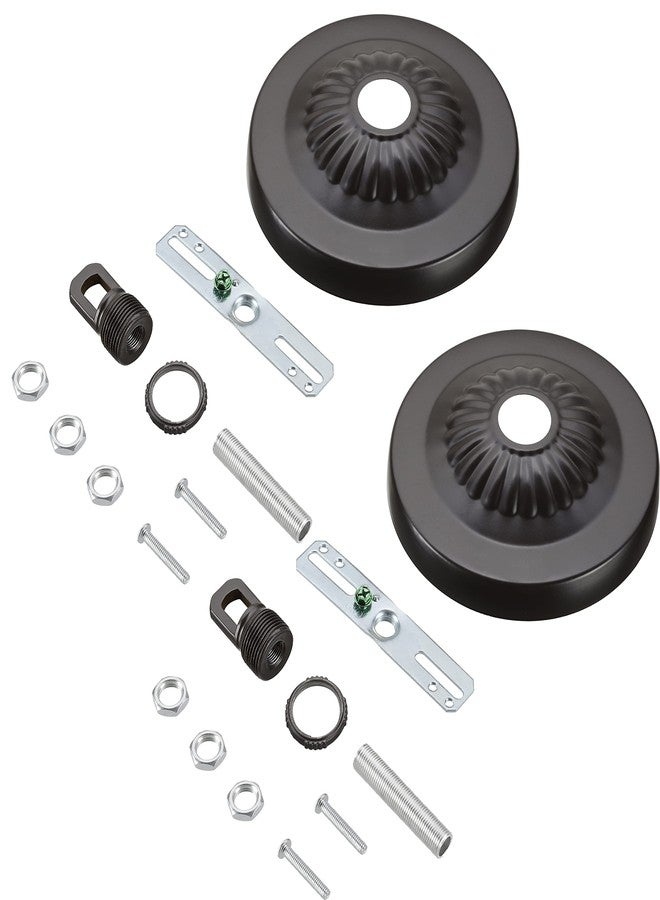 Aspen Creative 21516-12, Transitional Chandelier & Light Fixture Canopy Kit w/Collar Loop, Oil Rubbed Bronze, 4-3/4" Diameter, 1" Center Hole, 2 Pack - Image 1