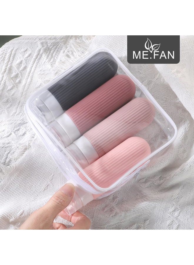 ME.FAN Travel Bottles for Toiletries, TSA Approved 3oz Silicone Journey Size Containers, Portable Split Bottle for Conditioner, Shampoo, Lotion- 4 Pack Pink - Image 2