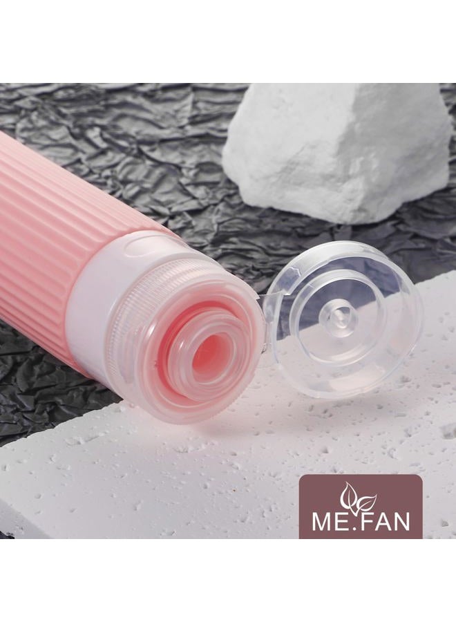 ME.FAN Travel Bottles for Toiletries, TSA Approved 3oz Silicone Journey Size Containers, Portable Split Bottle for Conditioner, Shampoo, Lotion- 4 Pack Pink - Image 3