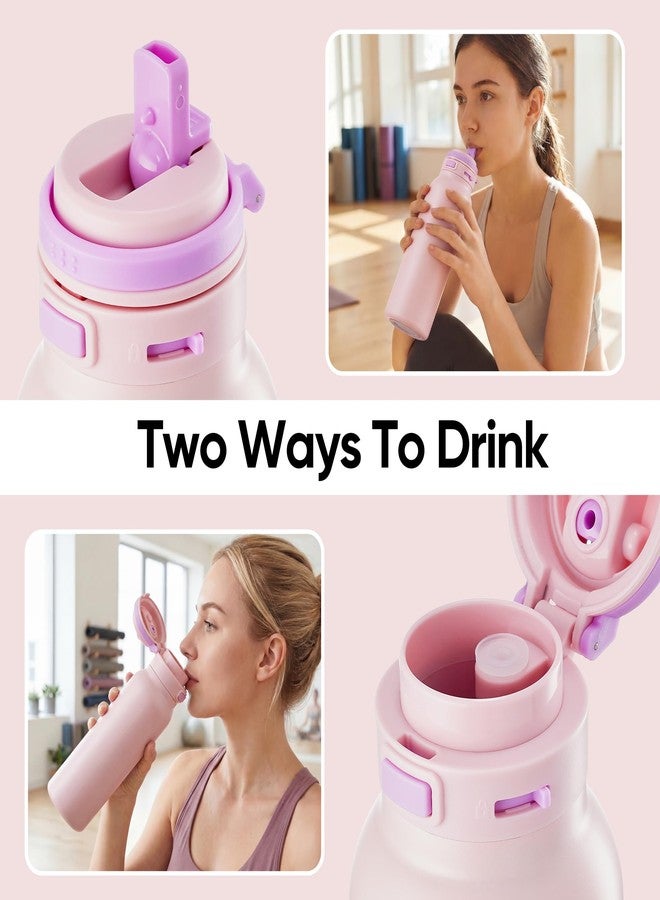 Fijinhom 24 oz Insulated Water Bottle, 2-in-1 Stainless Steel with Straw and Spout, Leak Proof, 304 Stainless Steel with Wide Mouth, Double Wall Vacuum for Outdoors, Sports, Travel, Work (Pink) - Image 4