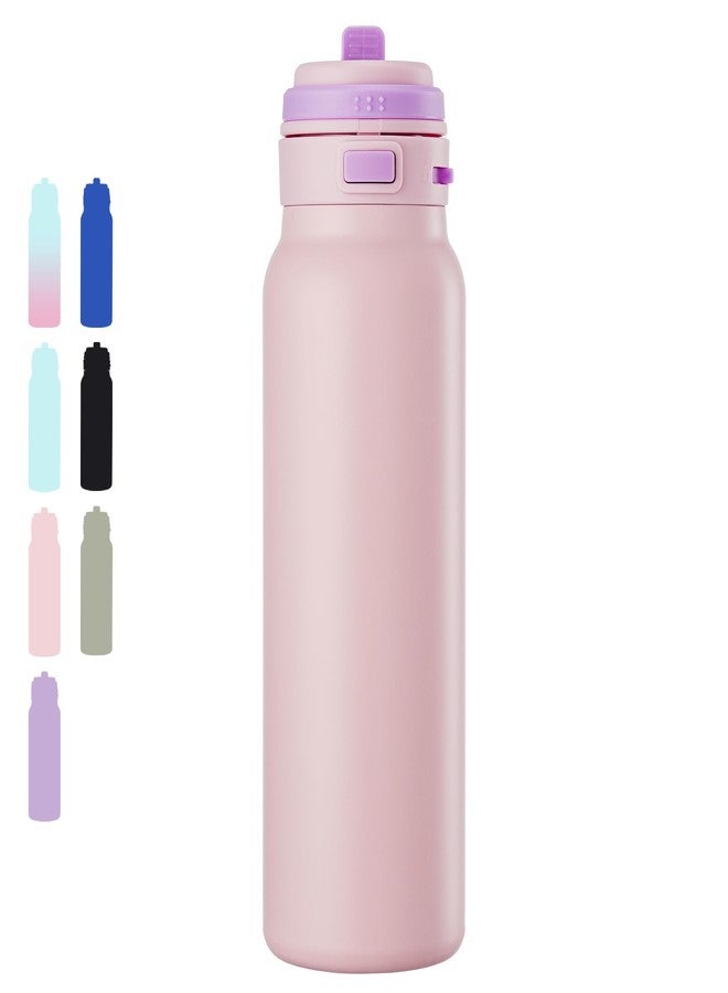 Fijinhom 24 oz Insulated Water Bottle, 2-in-1 Stainless Steel with Straw and Spout, Leak Proof, 304 Stainless Steel with Wide Mouth, Double Wall Vacuum for Outdoors, Sports, Travel, Work (Pink) - Image 1