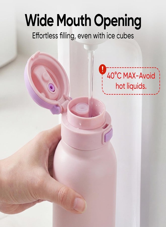 Fijinhom 24 oz Insulated Water Bottle, 2-in-1 Stainless Steel with Straw and Spout, Leak Proof, 304 Stainless Steel with Wide Mouth, Double Wall Vacuum for Outdoors, Sports, Travel, Work (Pink) - Image 5