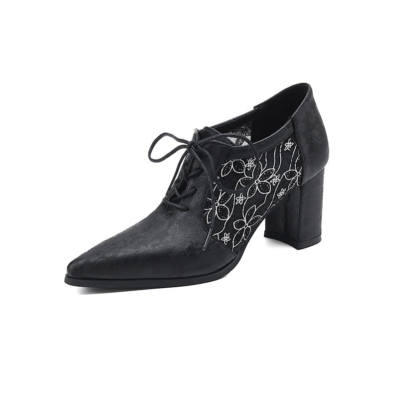 Supply Fashion High-Heeled 40-43 Pointed National Style Coarse Mesh Color-Matching Shoes - Image 1