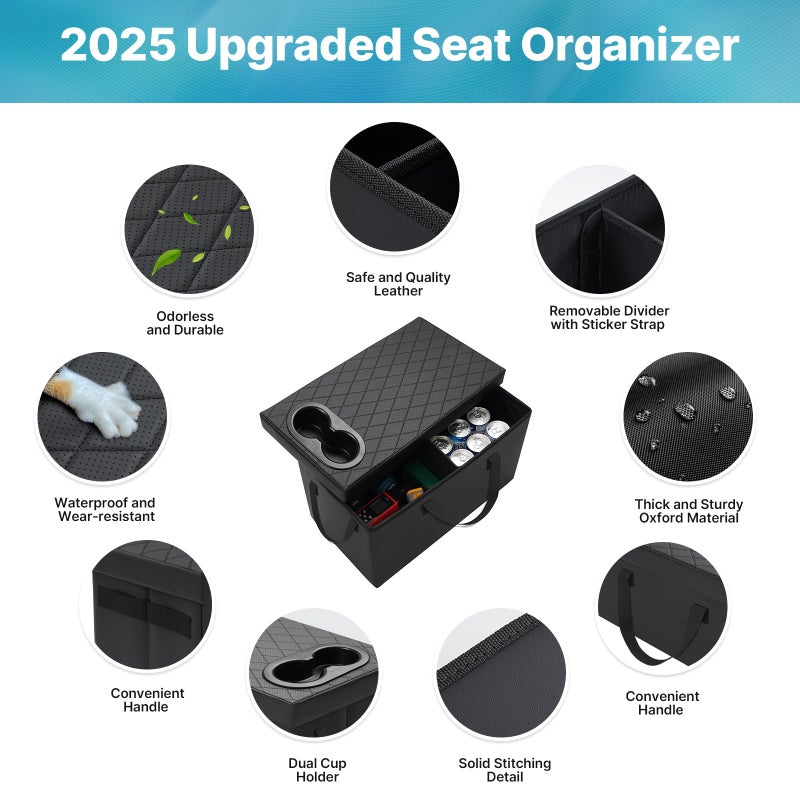 Mixsuper Liner Car Seat Organizer Ford Explorer Organizer 2020-2026 with Cup Holders Center Console Organizer for Explorer Seat Aisle Storage Box for Kids Travel Accessories - Image 3