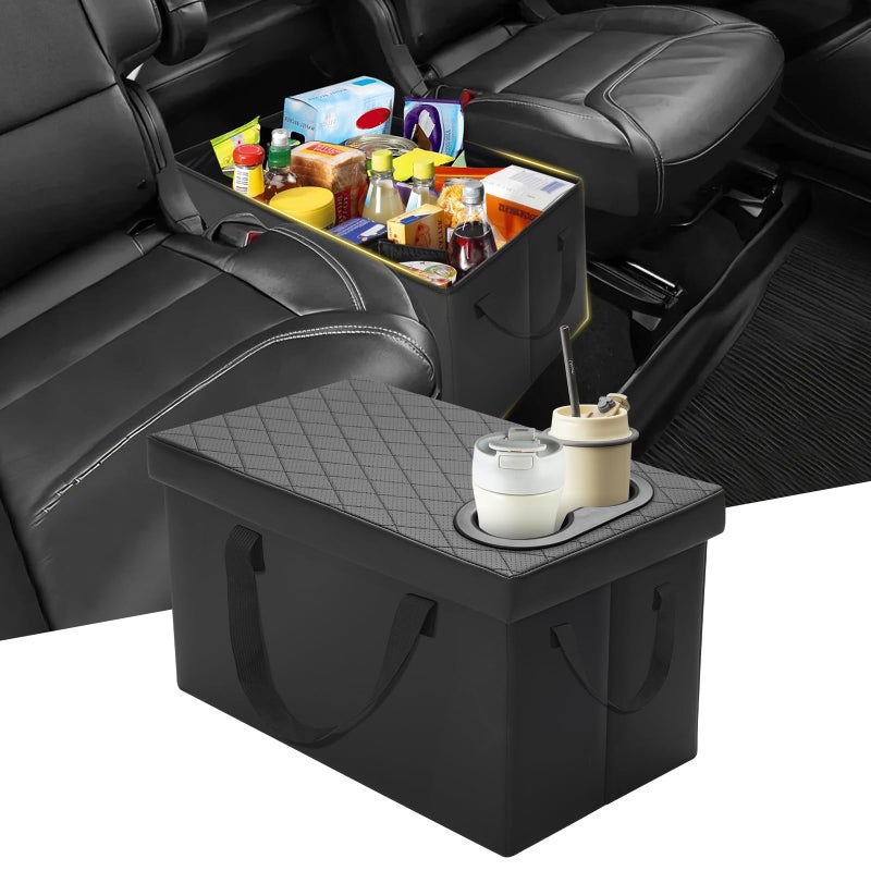 Mixsuper Liner Car Seat Organizer Ford Explorer Organizer 2020-2026 with Cup Holders Center Console Organizer for Explorer Seat Aisle Storage Box for Kids Travel Accessories - Image 1