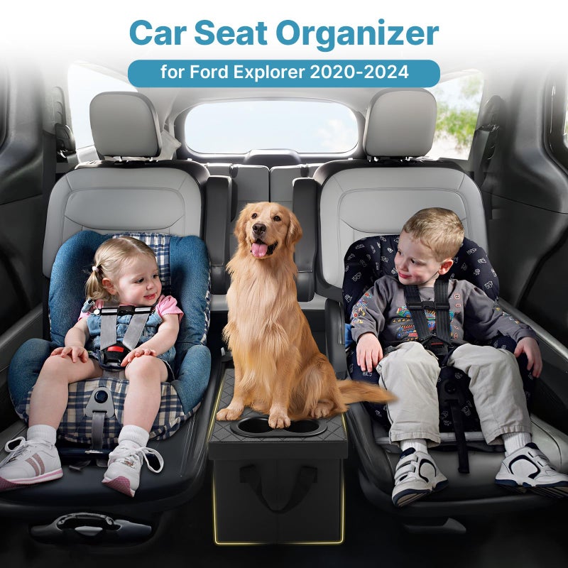 Mixsuper Liner Car Seat Organizer Ford Explorer Organizer 2020-2026 with Cup Holders Center Console Organizer for Explorer Seat Aisle Storage Box for Kids Travel Accessories - Image 2