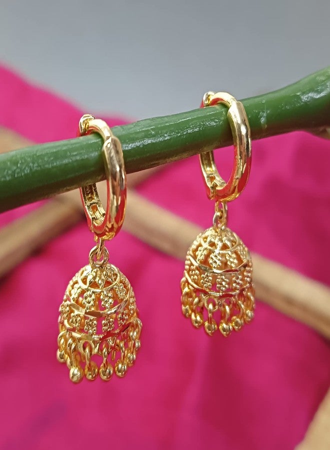 Efulgenz Women's Traditional Jhumka Jhumki Hoop Earrings Set - Image 3