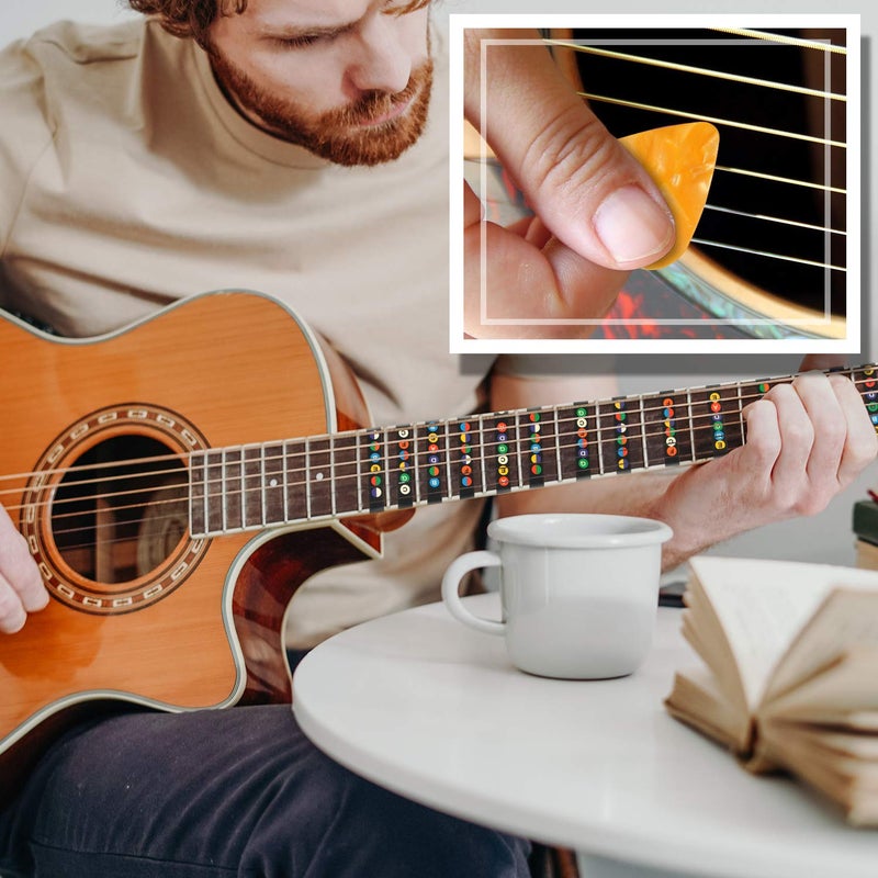 Augsun 2 Pcs Guitar Fretboard Stickers, Guitar Note Stickers, Learn Guitar Tabs, Sticker for Beginner Learner with 10 Pcs Guitar Picks - Image 5