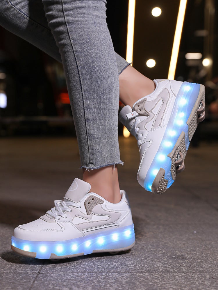 Model Roller Shoes With Four Wheels For Girls, Roller Shoes For Boys, Children'S Wheeled Sneakers With Wheels - Image 1