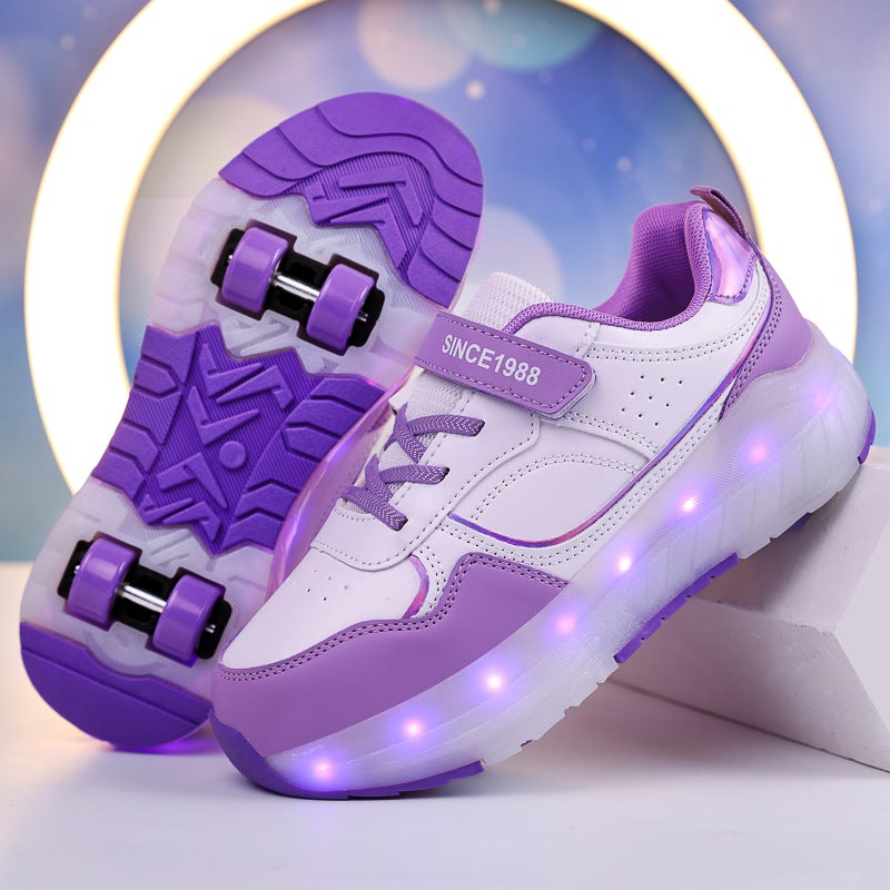 Model Roller Shoes With Four Wheels For Girls, Roller Shoes For Boys, Children'S Wheeled Sneakers With Wheels - Image 3