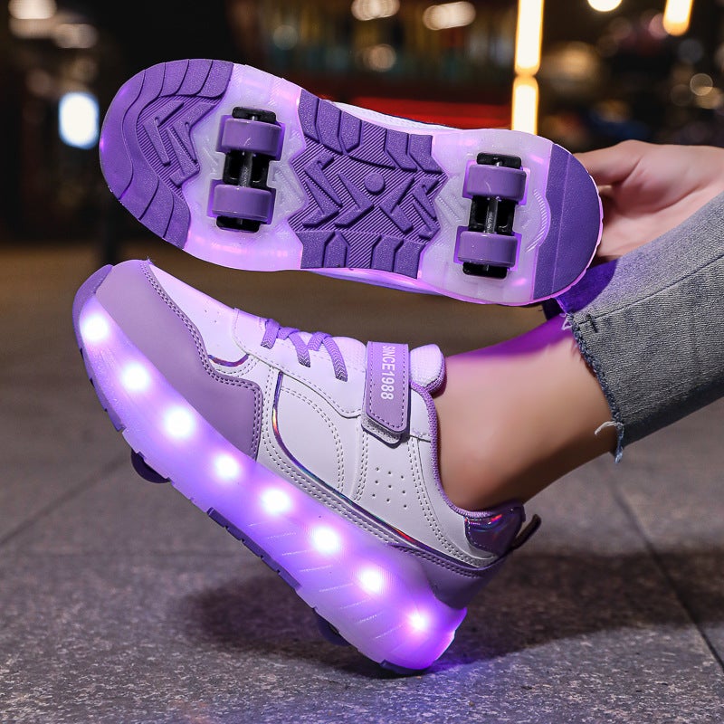 Model Roller Shoes With Four Wheels For Girls, Roller Shoes For Boys, Children'S Wheeled Sneakers With Wheels - Image 2