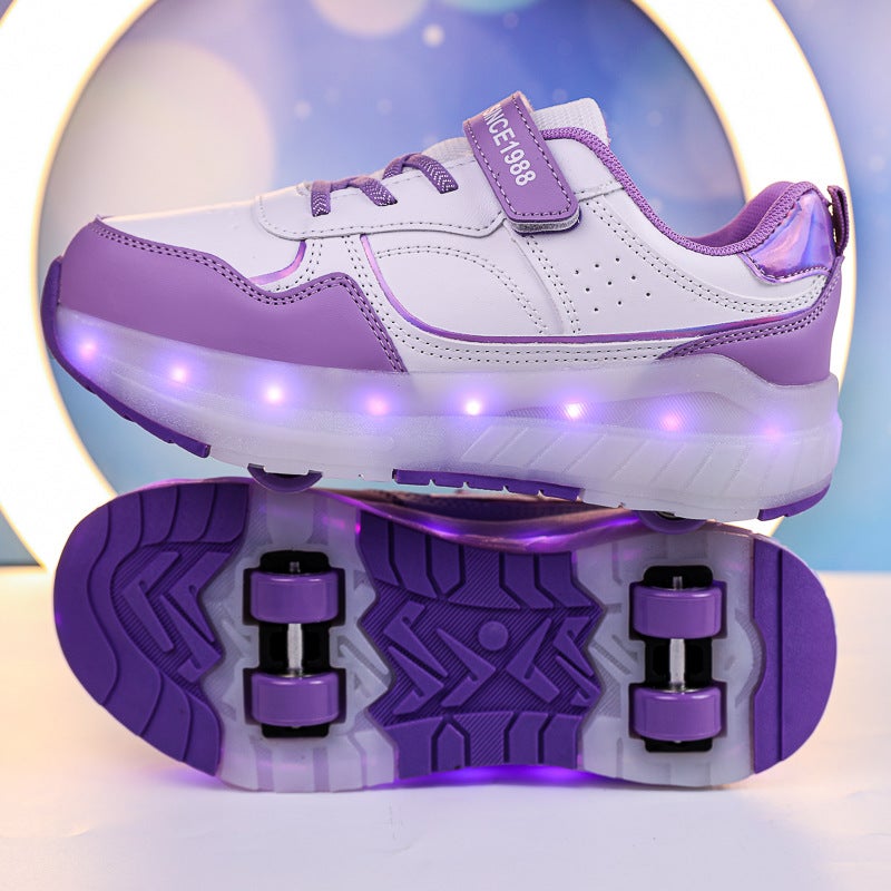 Model Roller Shoes With Four Wheels For Girls, Roller Shoes For Boys, Children'S Wheeled Sneakers With Wheels - Image 4
