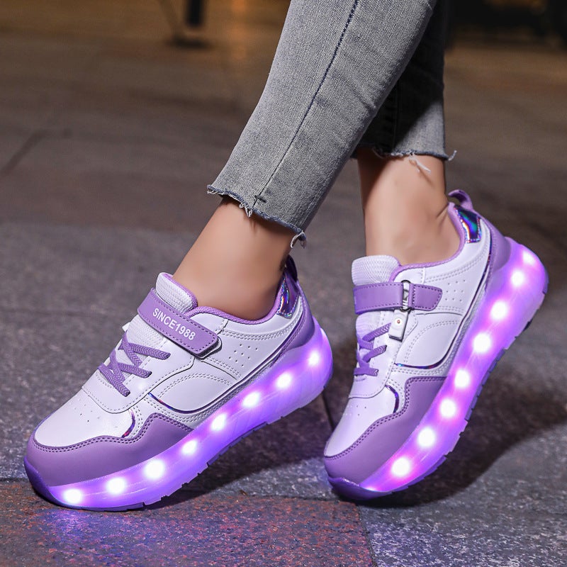 Model Roller Shoes With Four Wheels For Girls, Roller Shoes For Boys, Children'S Wheeled Sneakers With Wheels - Image 5