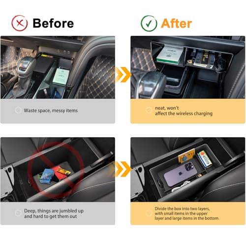 CKE 2pcs Compatible with Toyota Camry 2025 2026 Accessories Car Center Console Organizers Armrest Cover Glove Tray Armrest Storage Box Insert Container Holder for 2026 2025 Camry LE SE XLE XSE - Image 3
