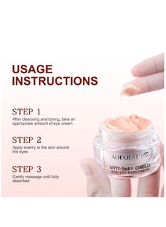AuQuest Anti Dark Circles & Eye Bags Cream Reduce Wrinkle Dark Circles Puffiness & Eye Bags Under Eye Cream for Dark Circles and Puffiness Delicate Skin Under Eye with Peptides & Caffeine 20g  - Image 5